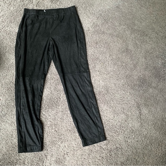 Free People Midnight Vegan Suede Skinny Pant High Rise Black Faux Leggings - Picture 6 of 12